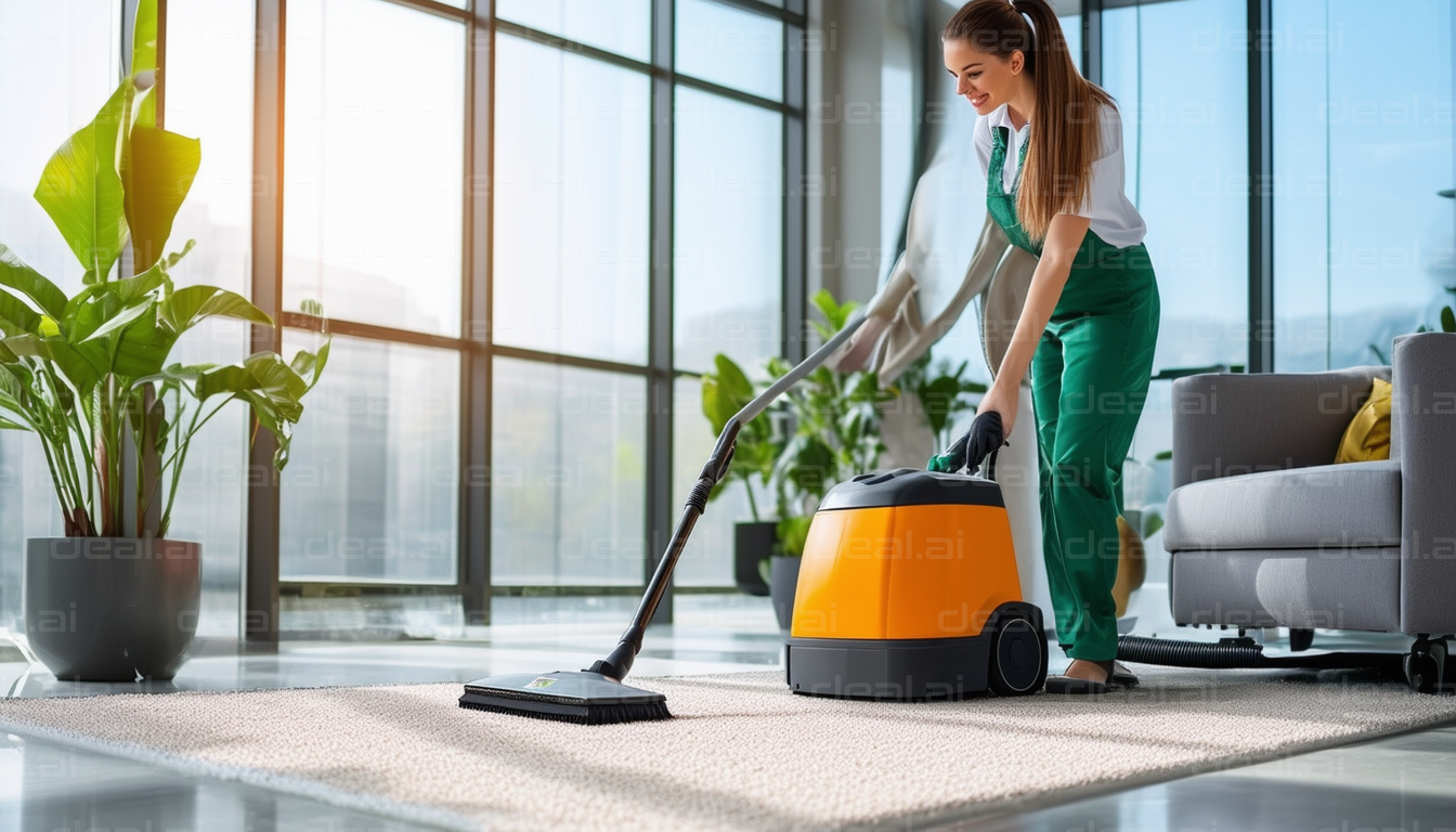 Sunlit Room Being Vacuumed