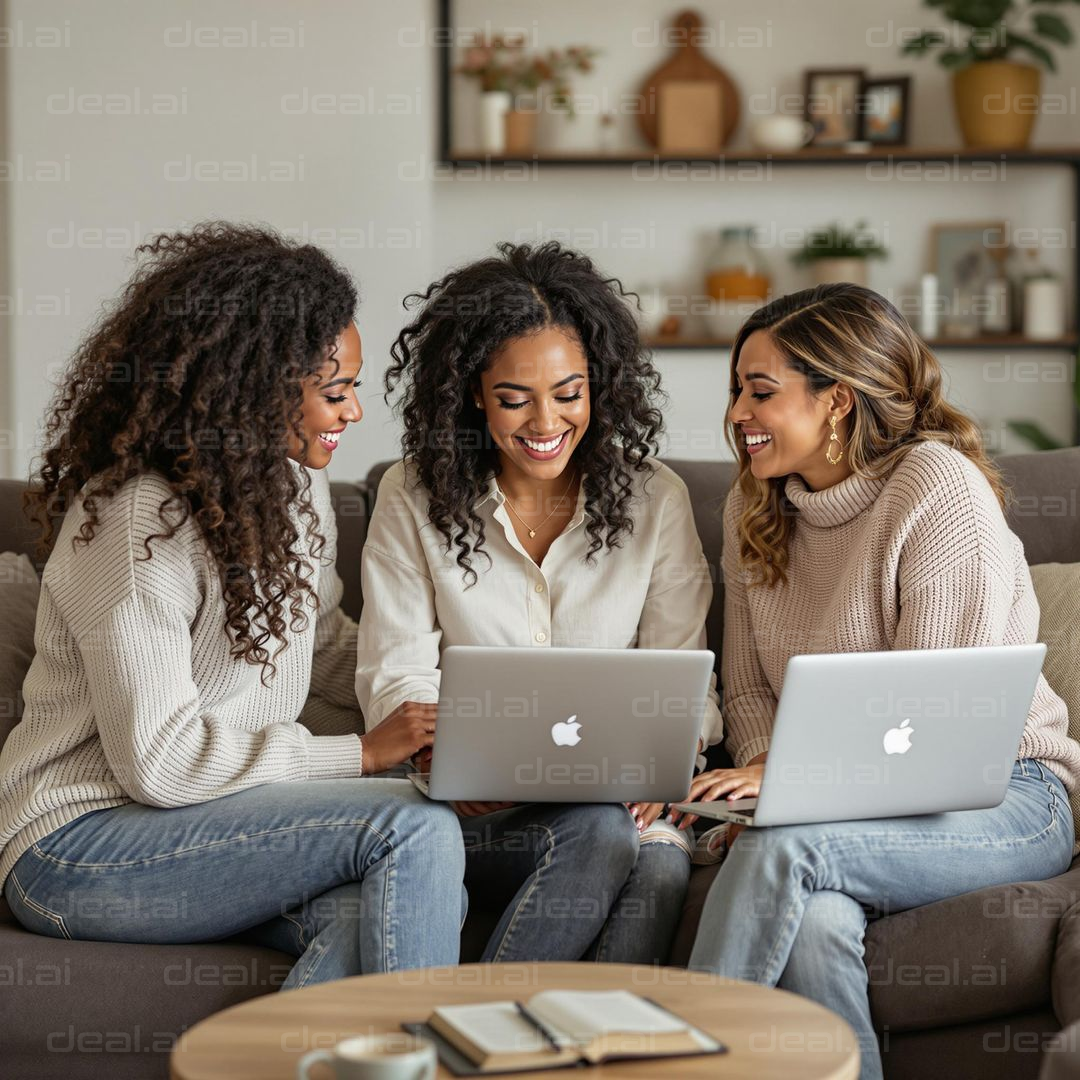 Friends Collaborating on Laptops