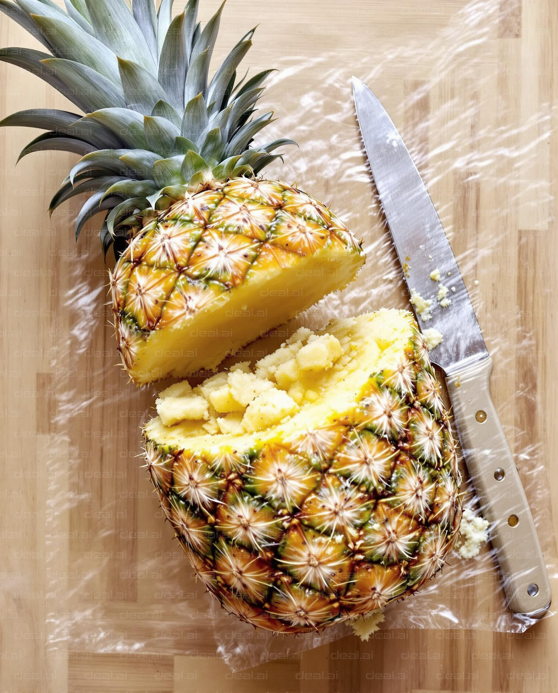 Sliced Pineapple on Cutting Board