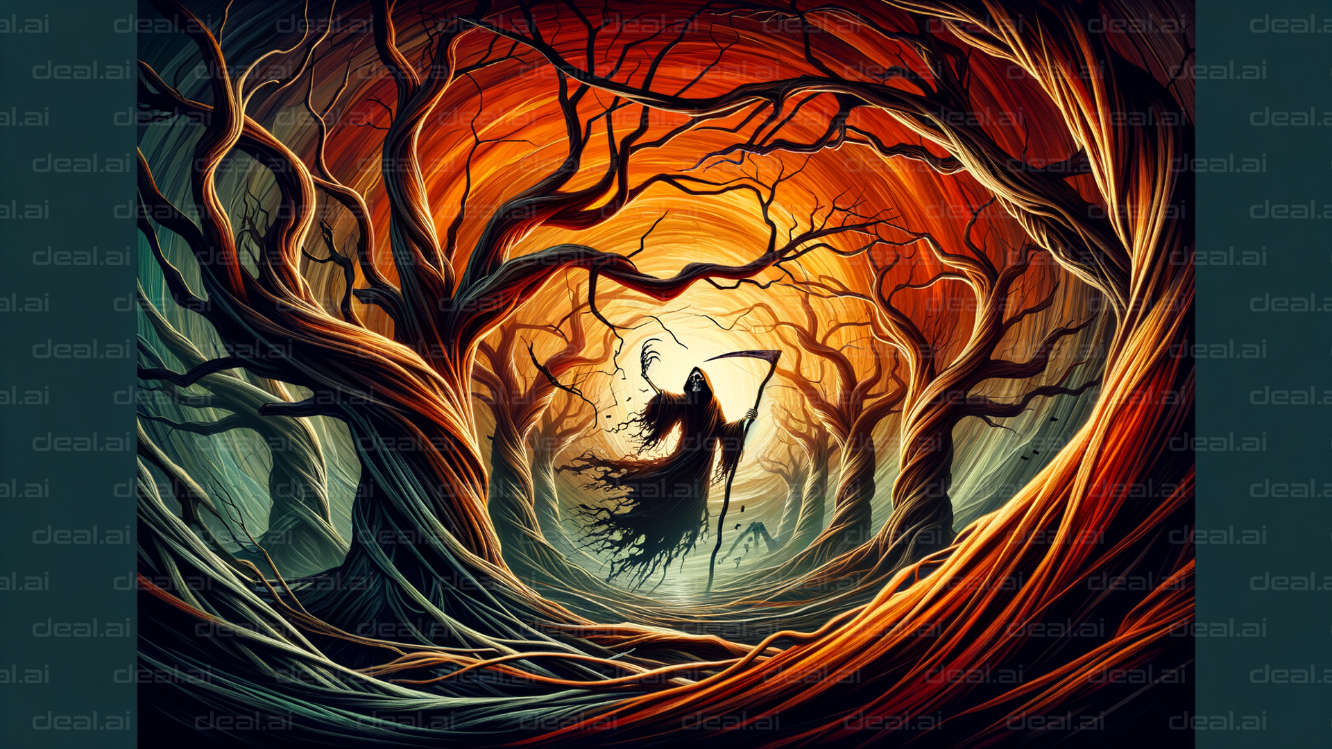 "Grim Reaper in the Enchanted Forest"