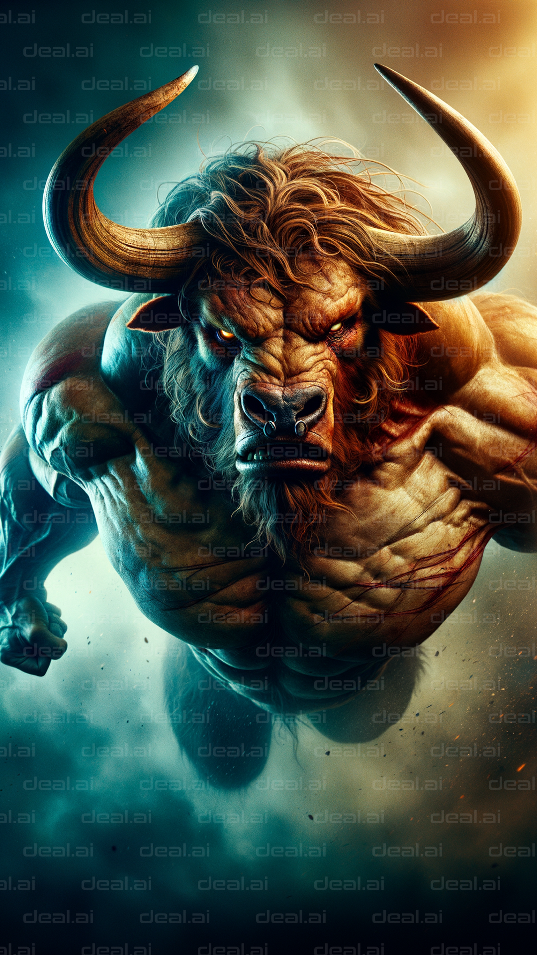 Ferocious Minotaur in a Battle Pose