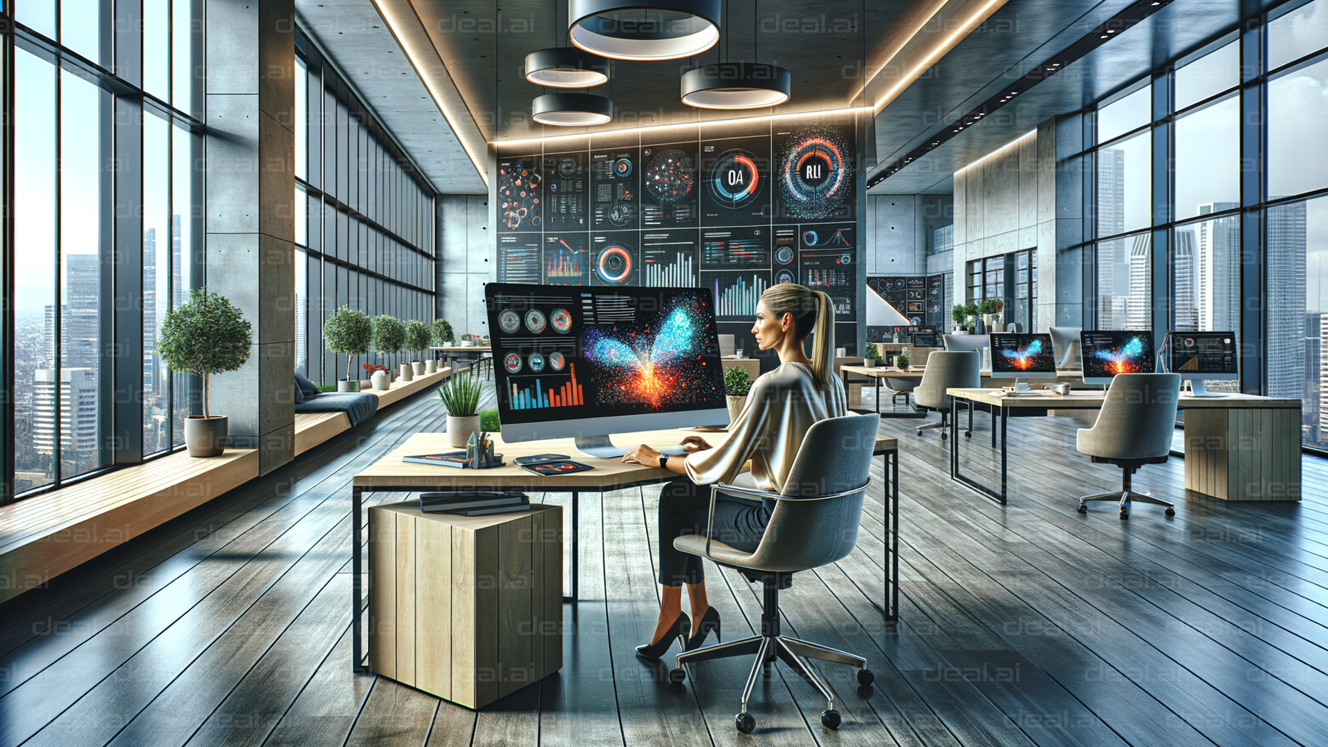 Modern Office with Data Visualization