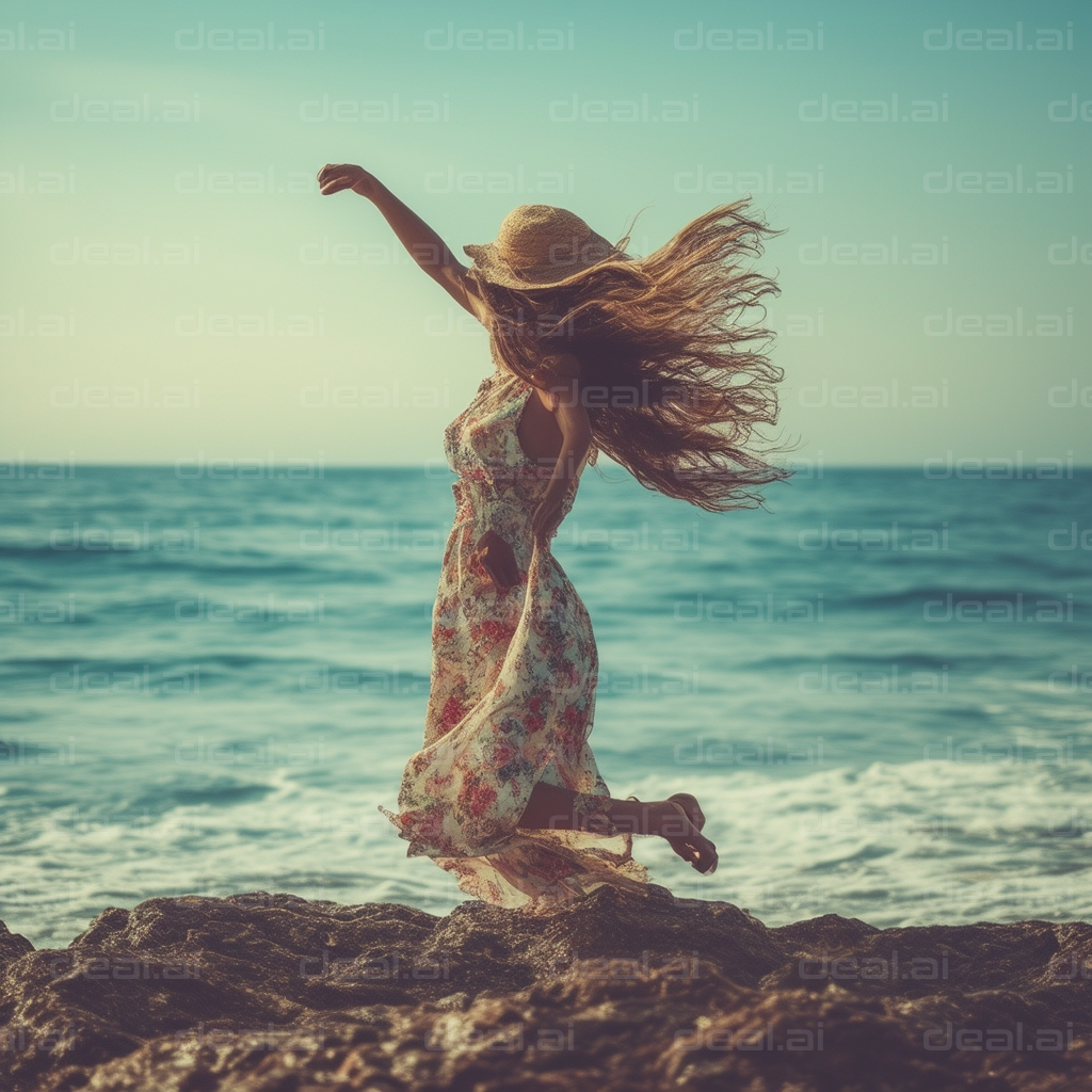 "Joyful Leap by the Sea"