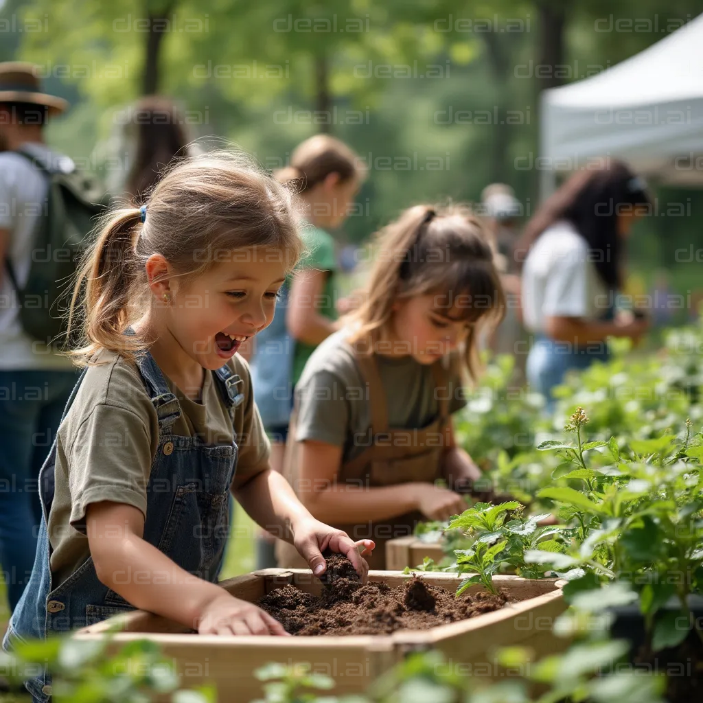 "Children Gardening at Outdoor Workshop"