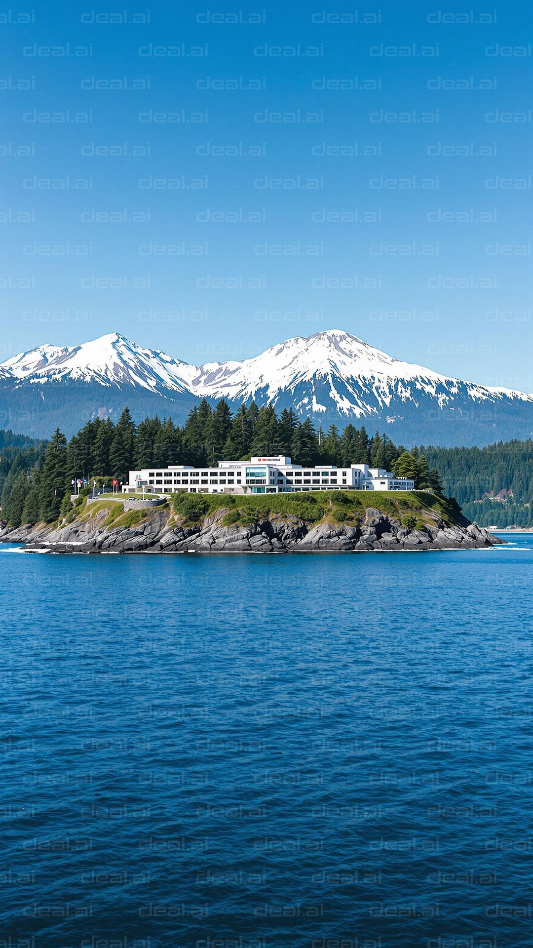 Island Resort with Mountain Views