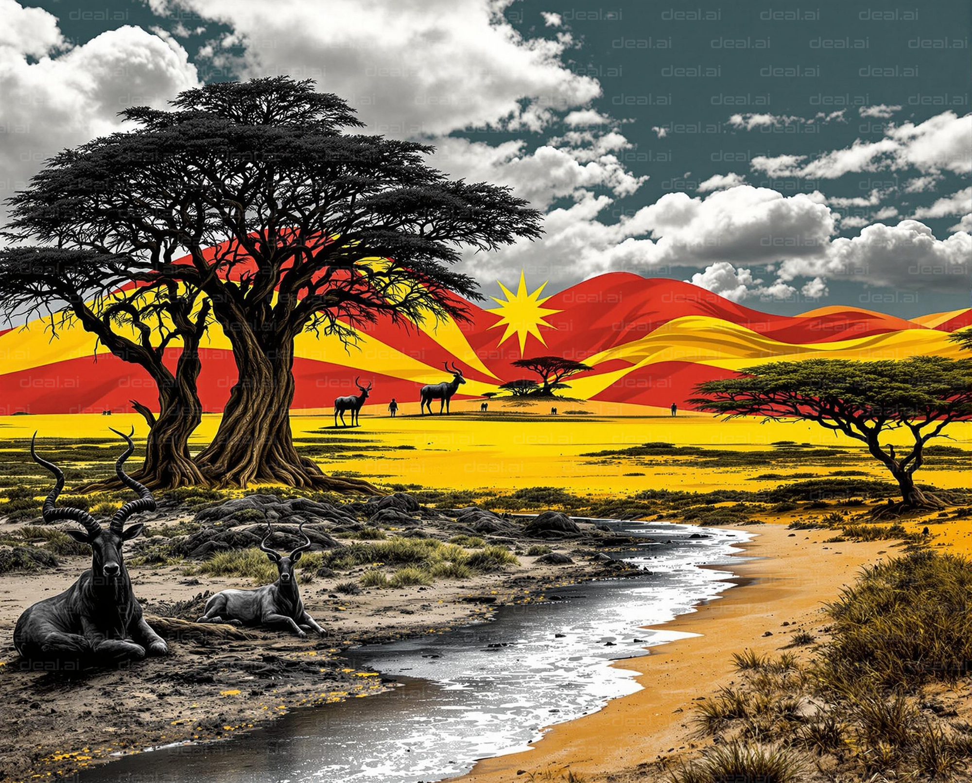 Vibrant African Savannah Scene