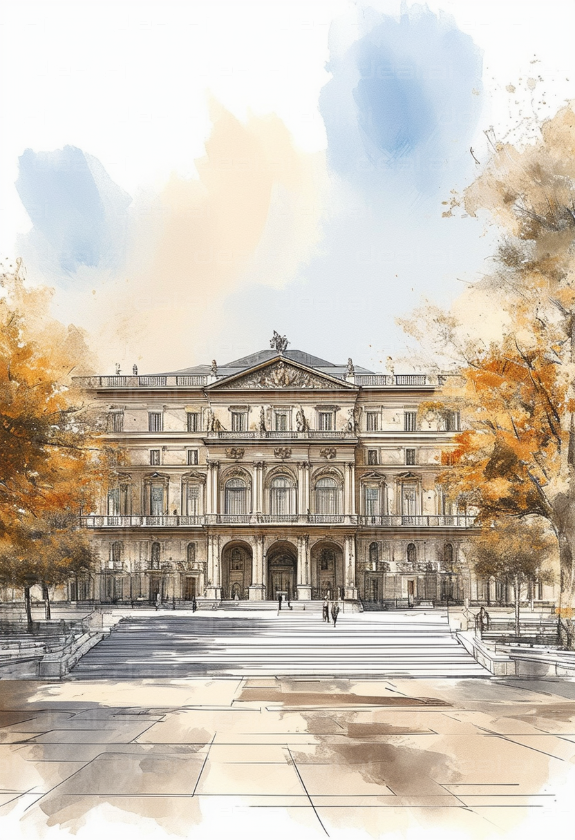 Elegant Historical Building in Autumn