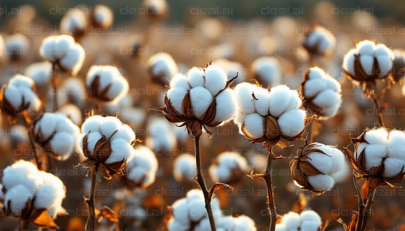 "Sunlit Cotton Fields in Bloom"