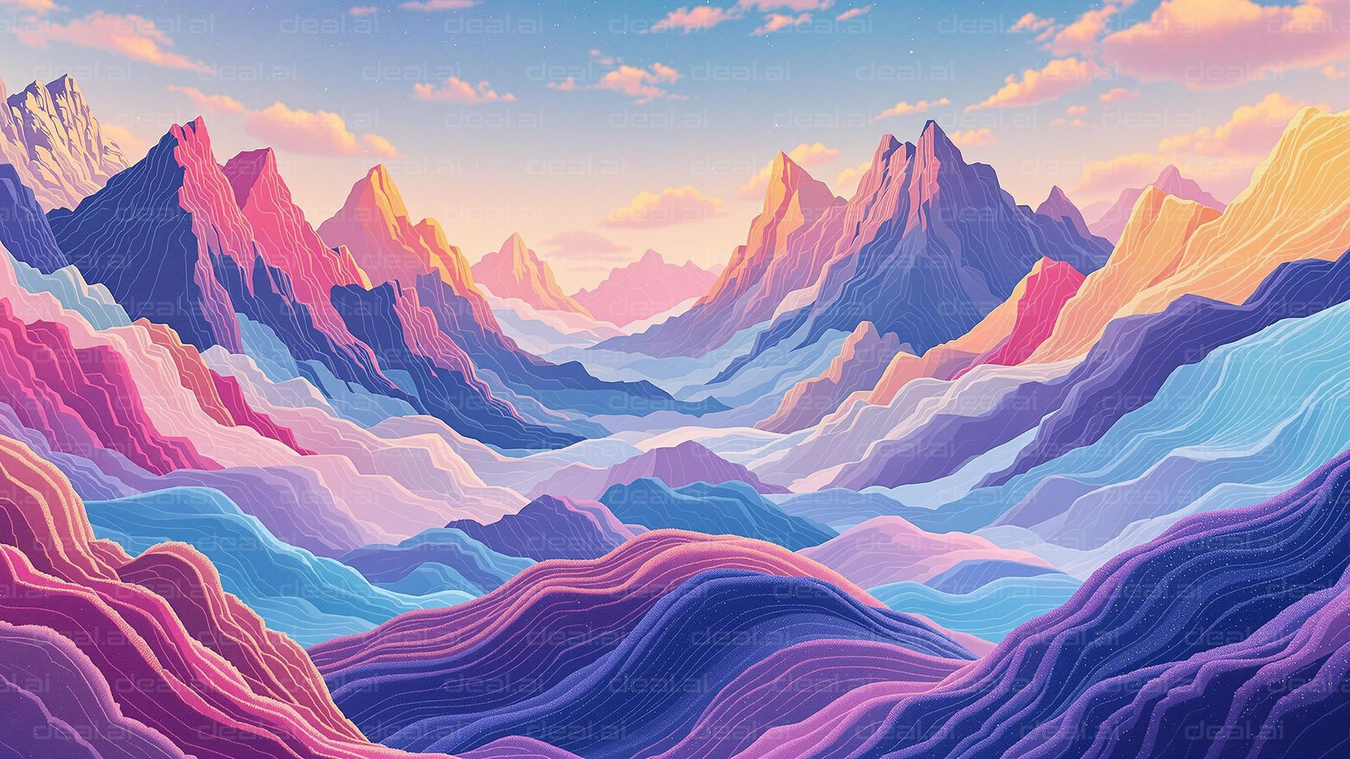 Dreamy Pastel Mountainscape