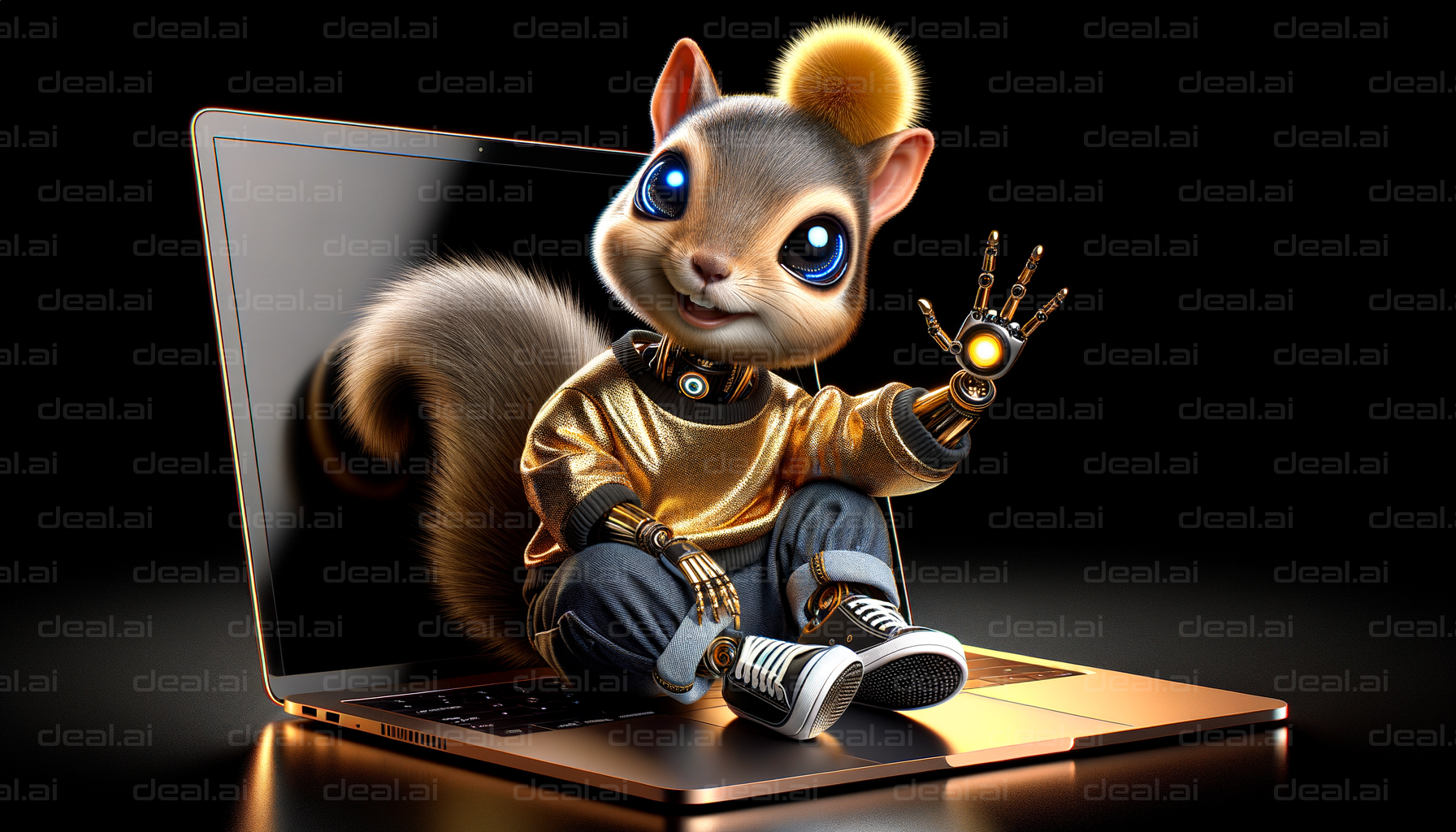 "Cyborg Squirrel on Laptop"