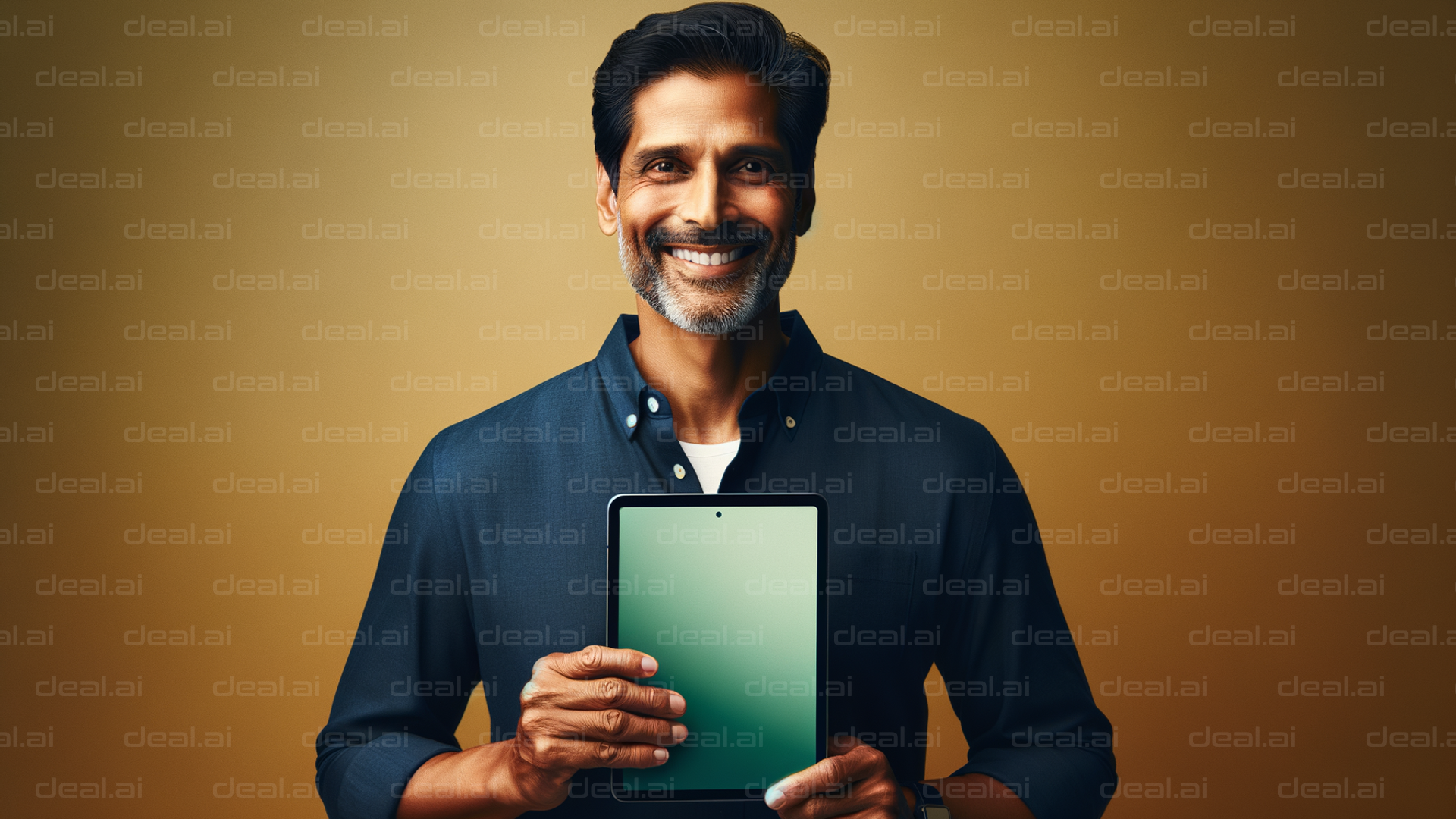 Happy Man Holding a Tablet