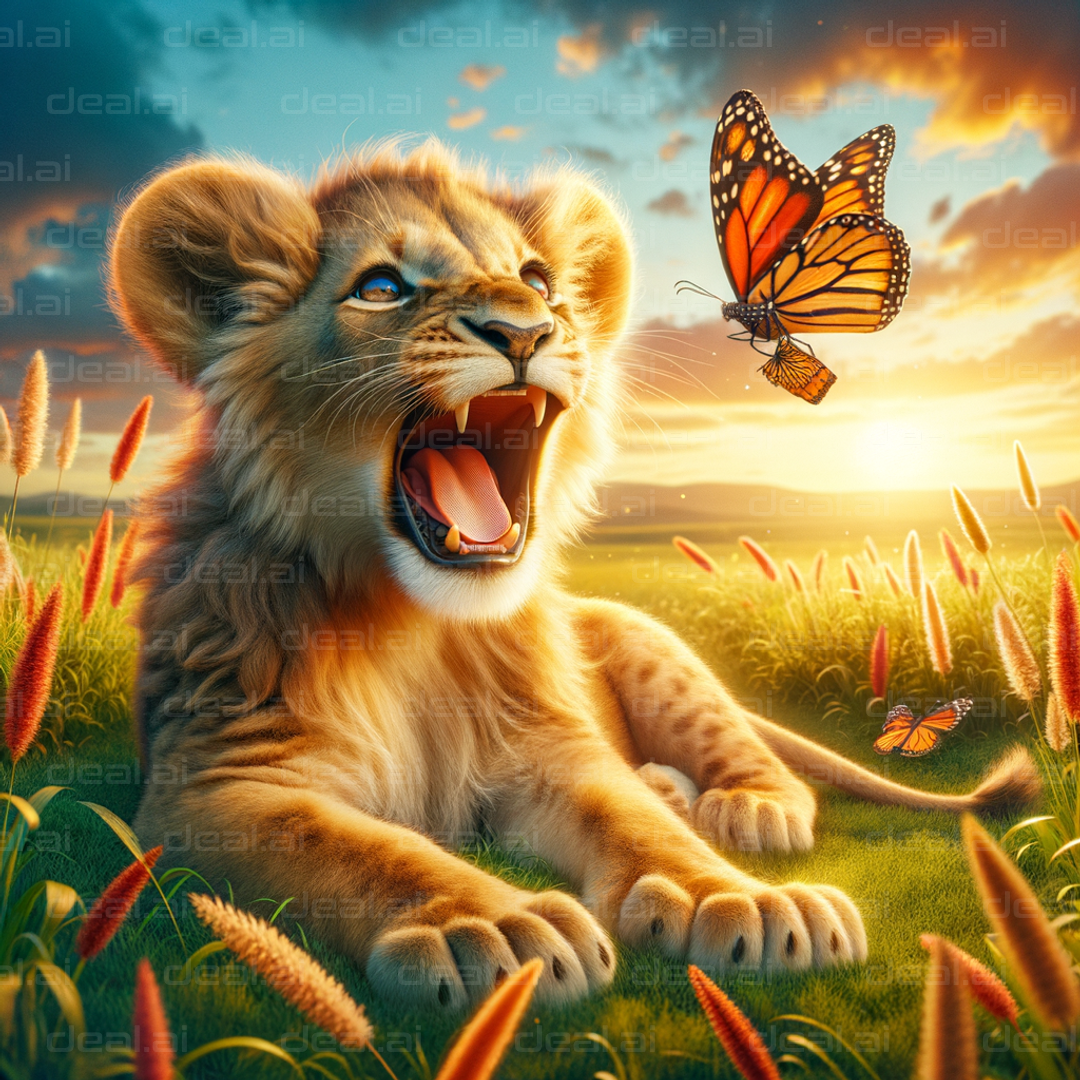 Lion Cub's Curious Encounter