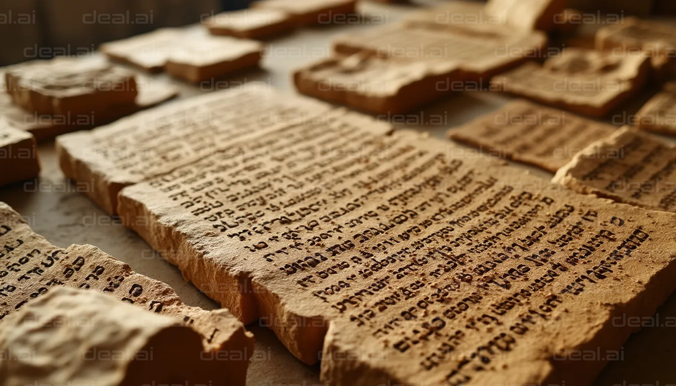 Ancient Clay Tablets with Script