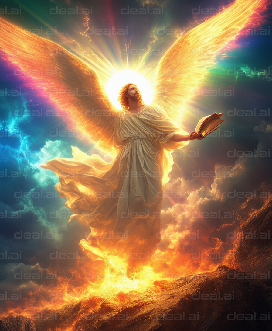 "Heavenly Angel with Fiery Wings"