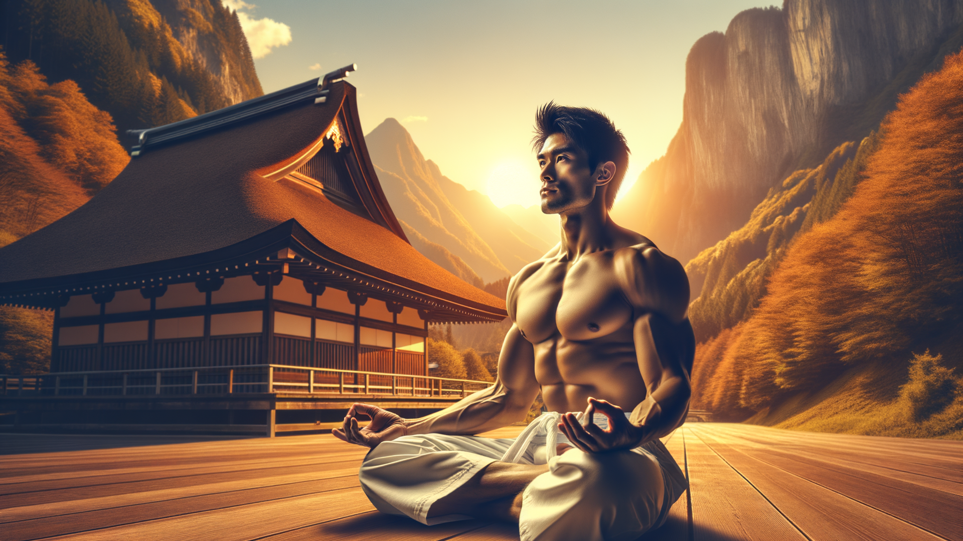 "Zen Meditation at Sunset Temple"