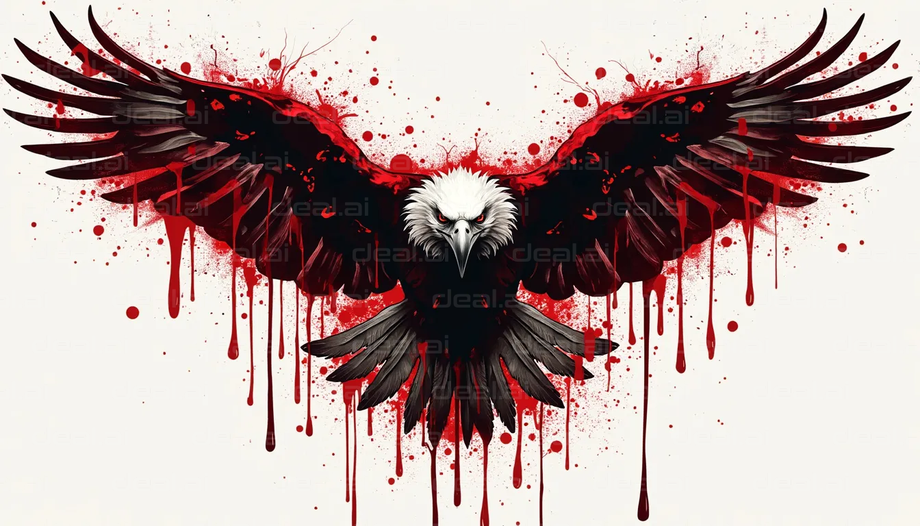 "Fierce Eagle in Crimson Splatter"