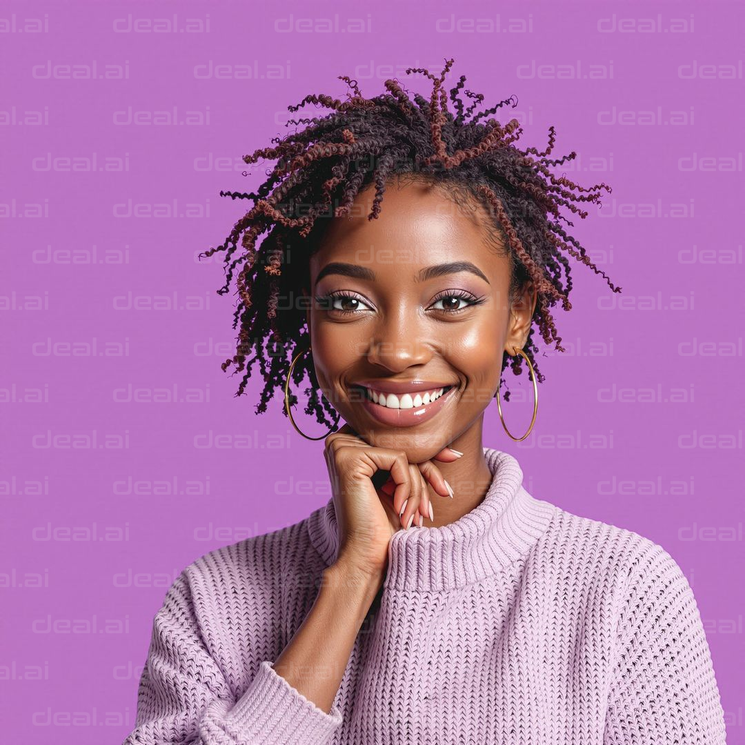 Smiling in Purple Elegance