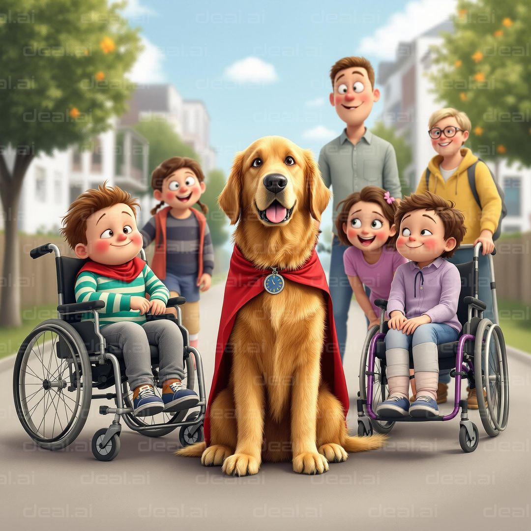Hero Dog with Happy Kids