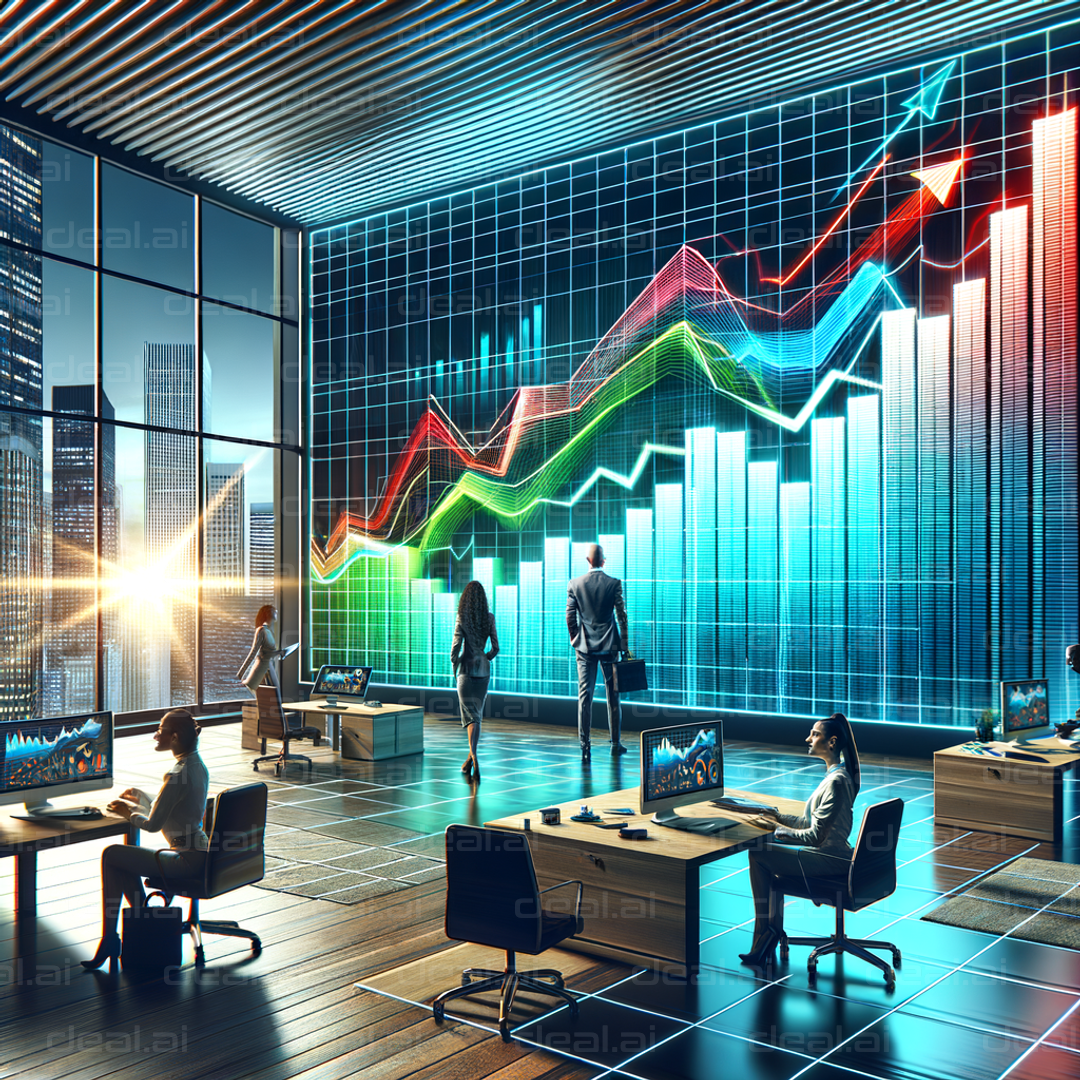 Stock Market Office with Rising Graphs