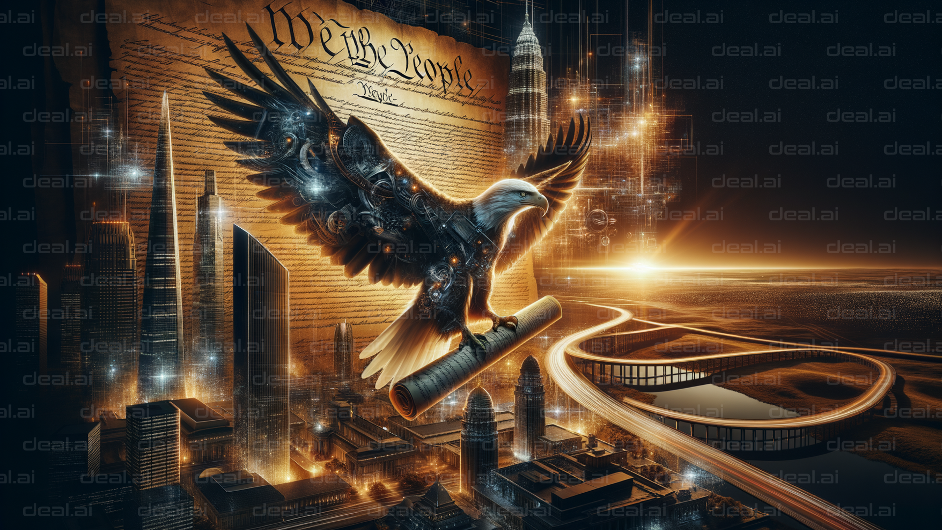 Futuristic Eagle and Constitution