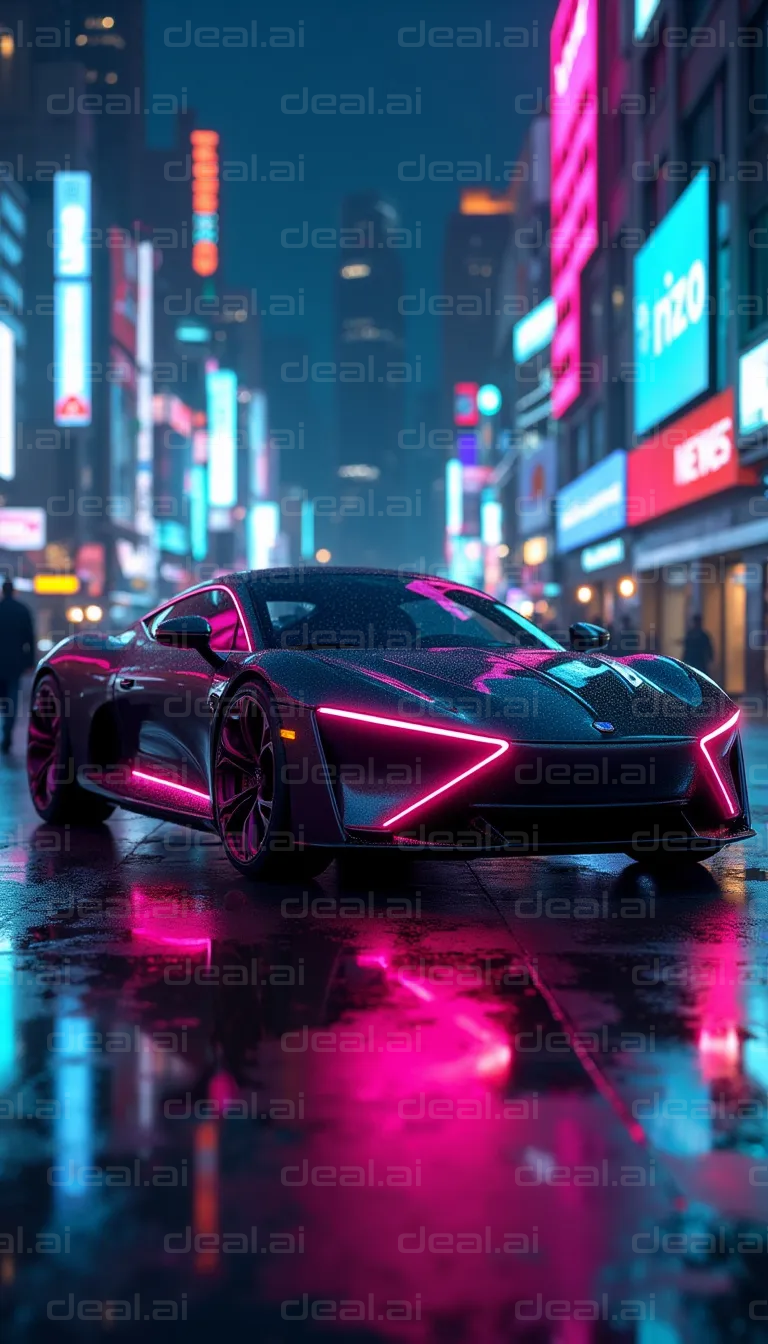 "Neon Nights: Futuristic Sports Car"