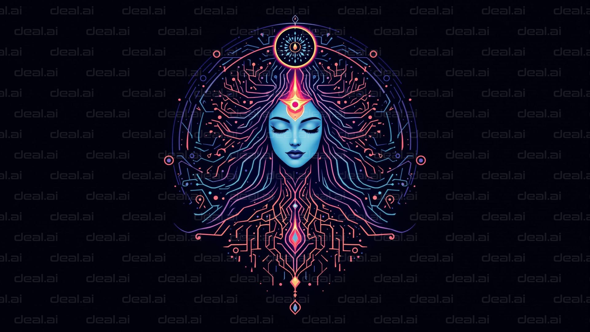 "Digital Serenity: Cosmic Mind"