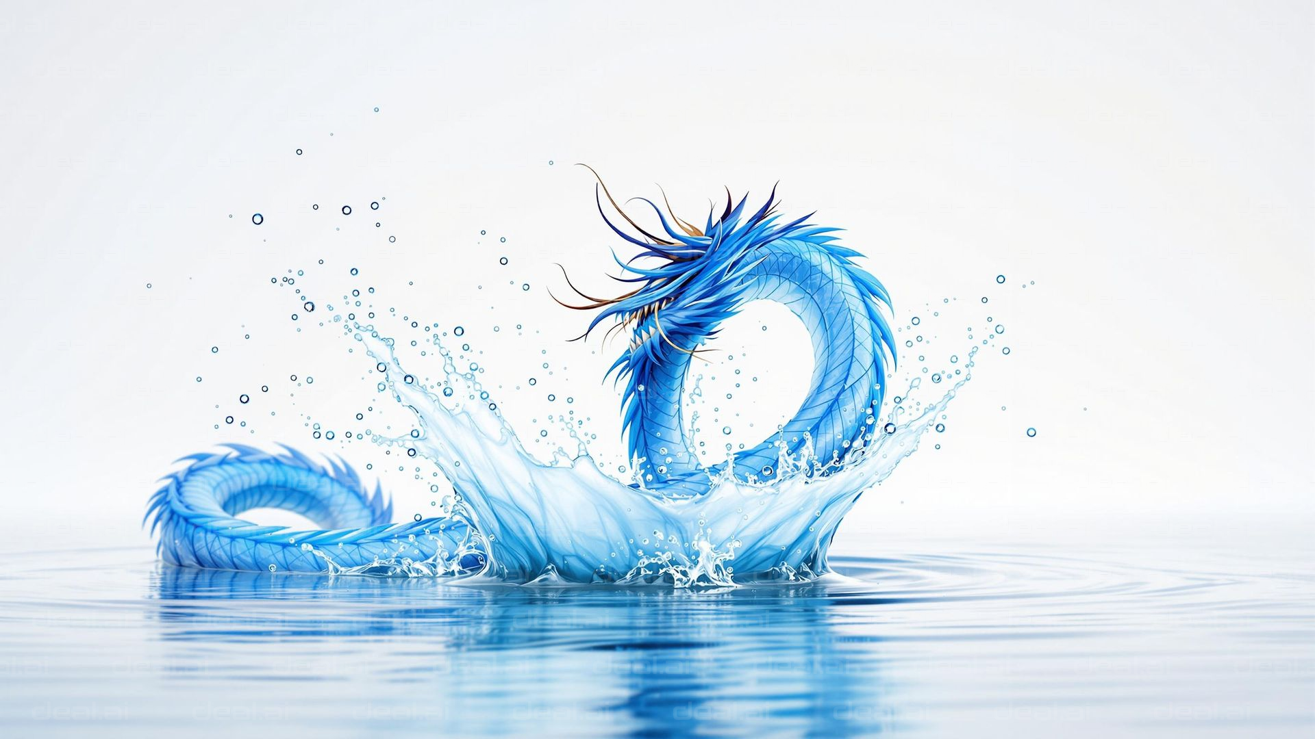 Blue Dragon Splashing Water Magic