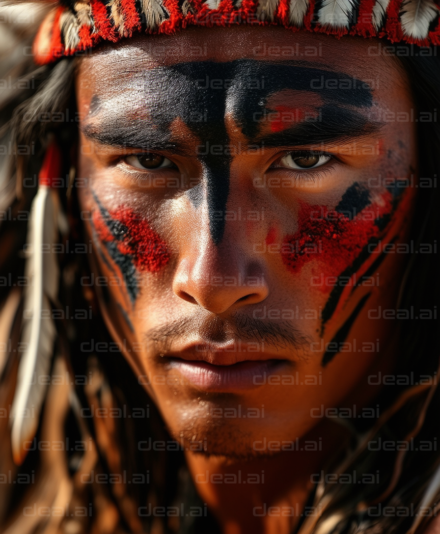 Vibrant Tribal Face Paint Close-Up