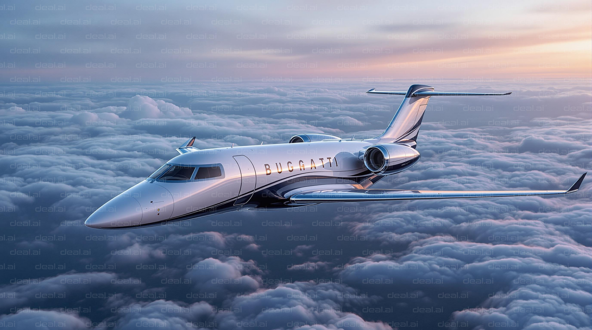 Luxury Jet Above the Clouds