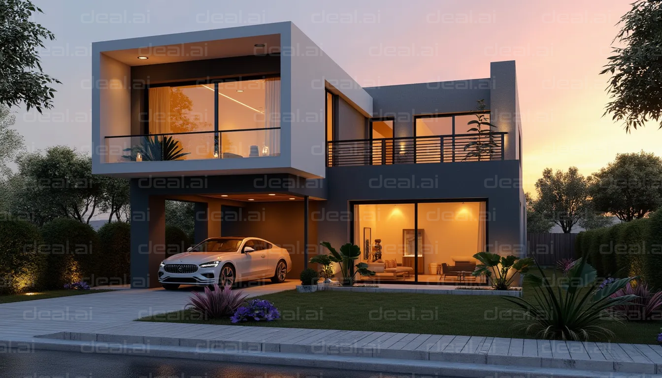 Modern Home at Sunset