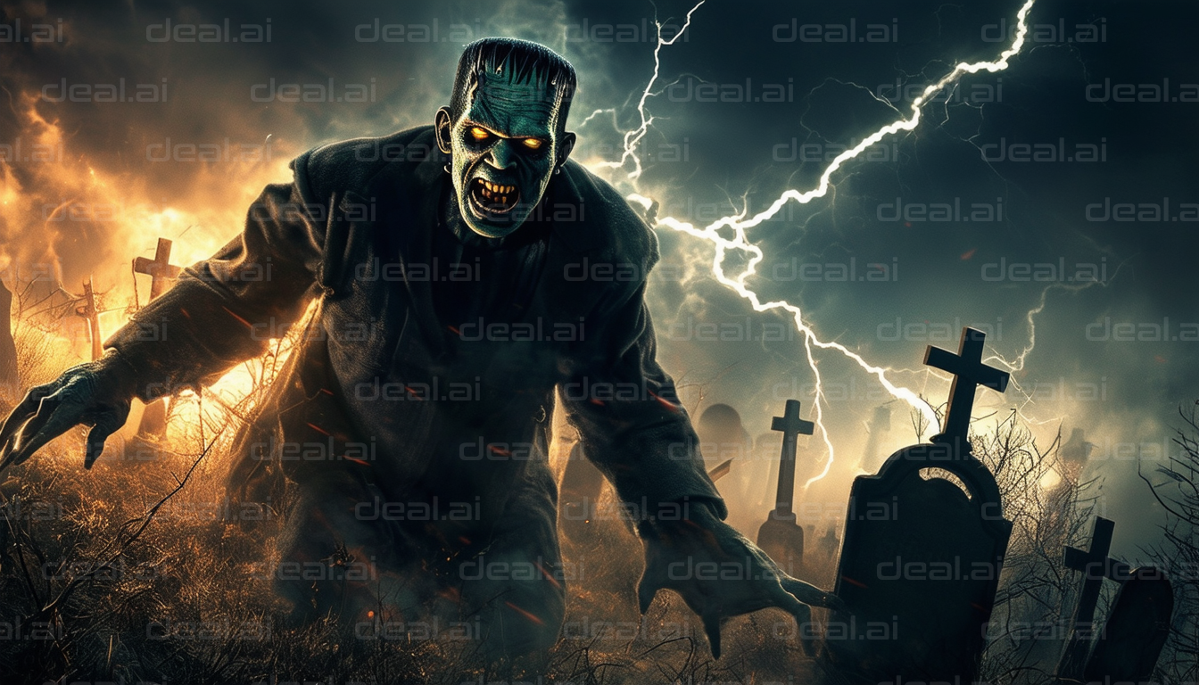 "Monster Awakens in Graveyard Storm"