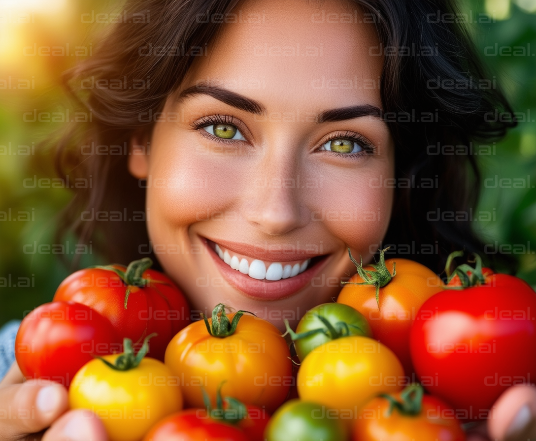 "Joyful Harvest of Colorful Tomatoes"