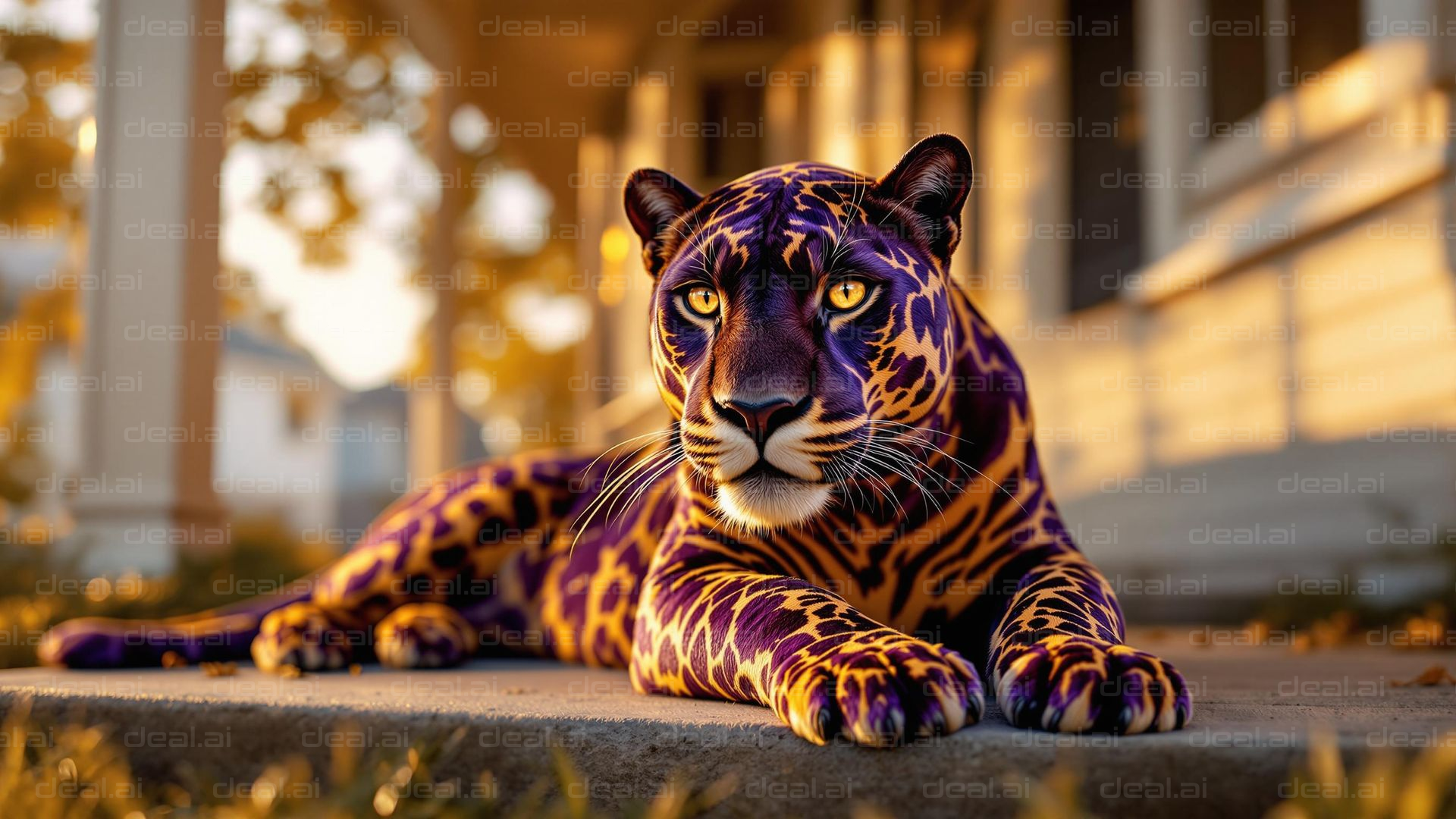 "Vibrant Leopard on Porch"