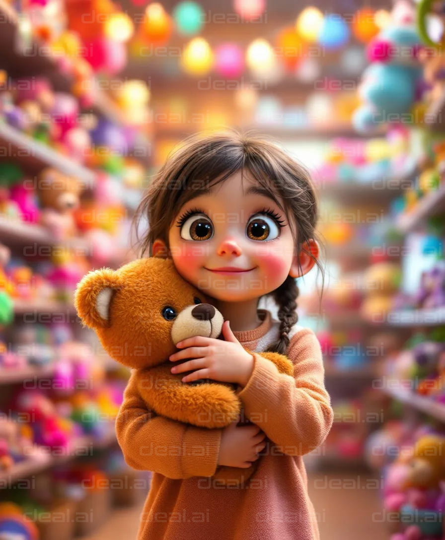 "Joyful Moment with Teddy Bear"