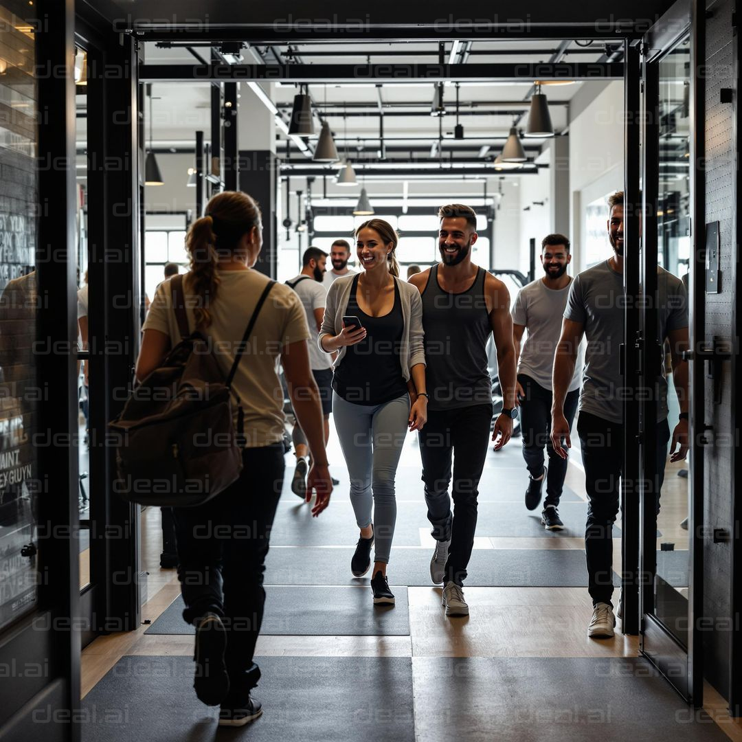 People Entering the Gym Together