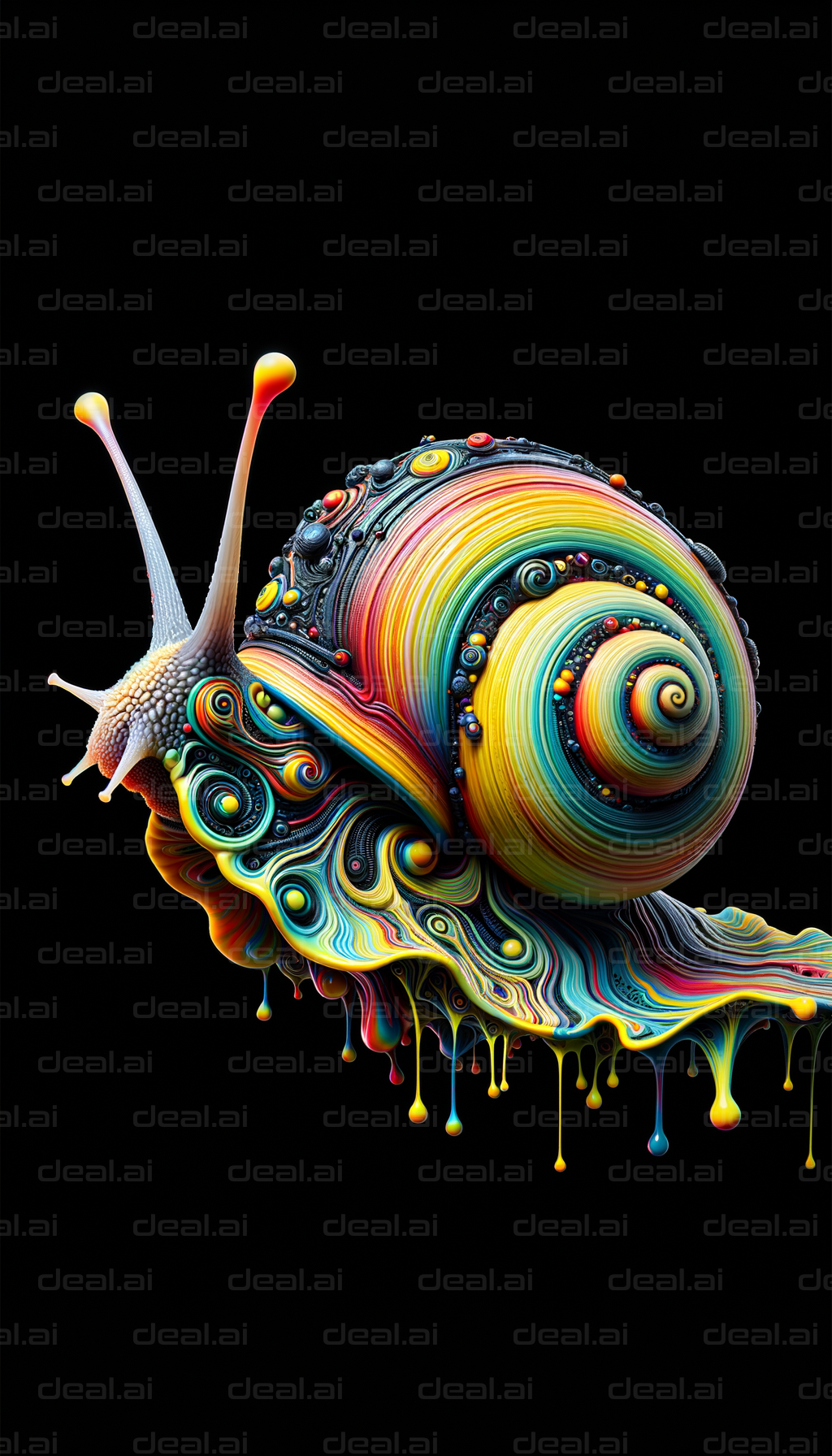 "Colorful Snail with Flowing Patterns"