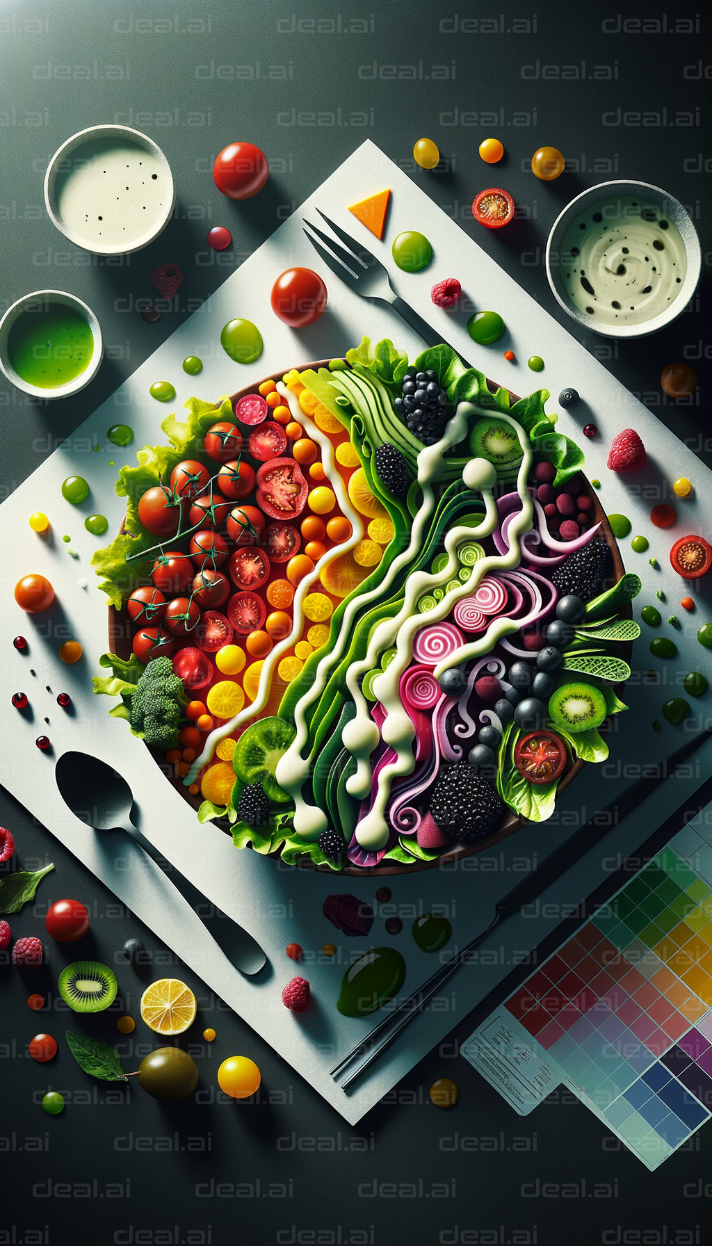 Artistic Colorful Vegetable Salad Display