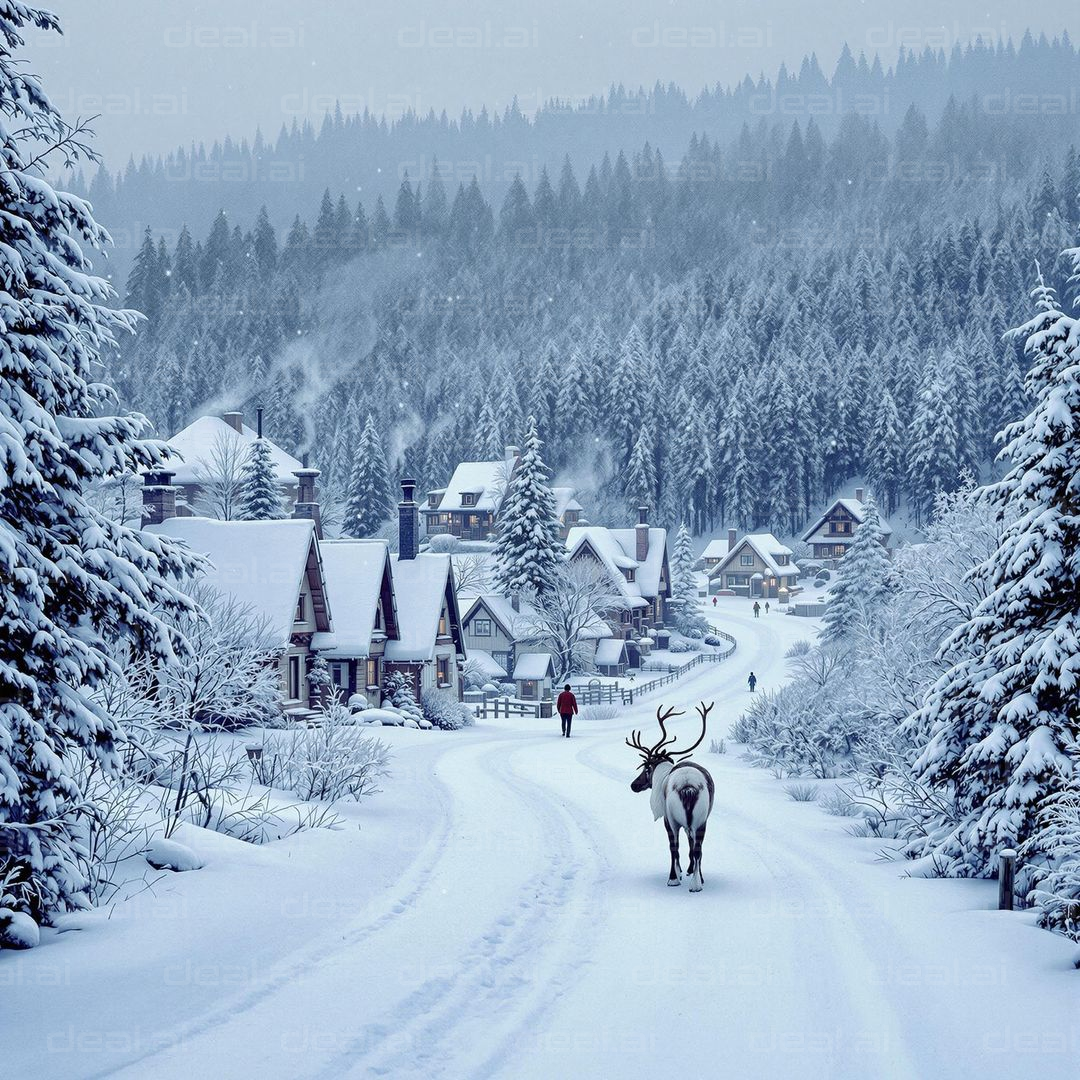 Snowy Village Serenity