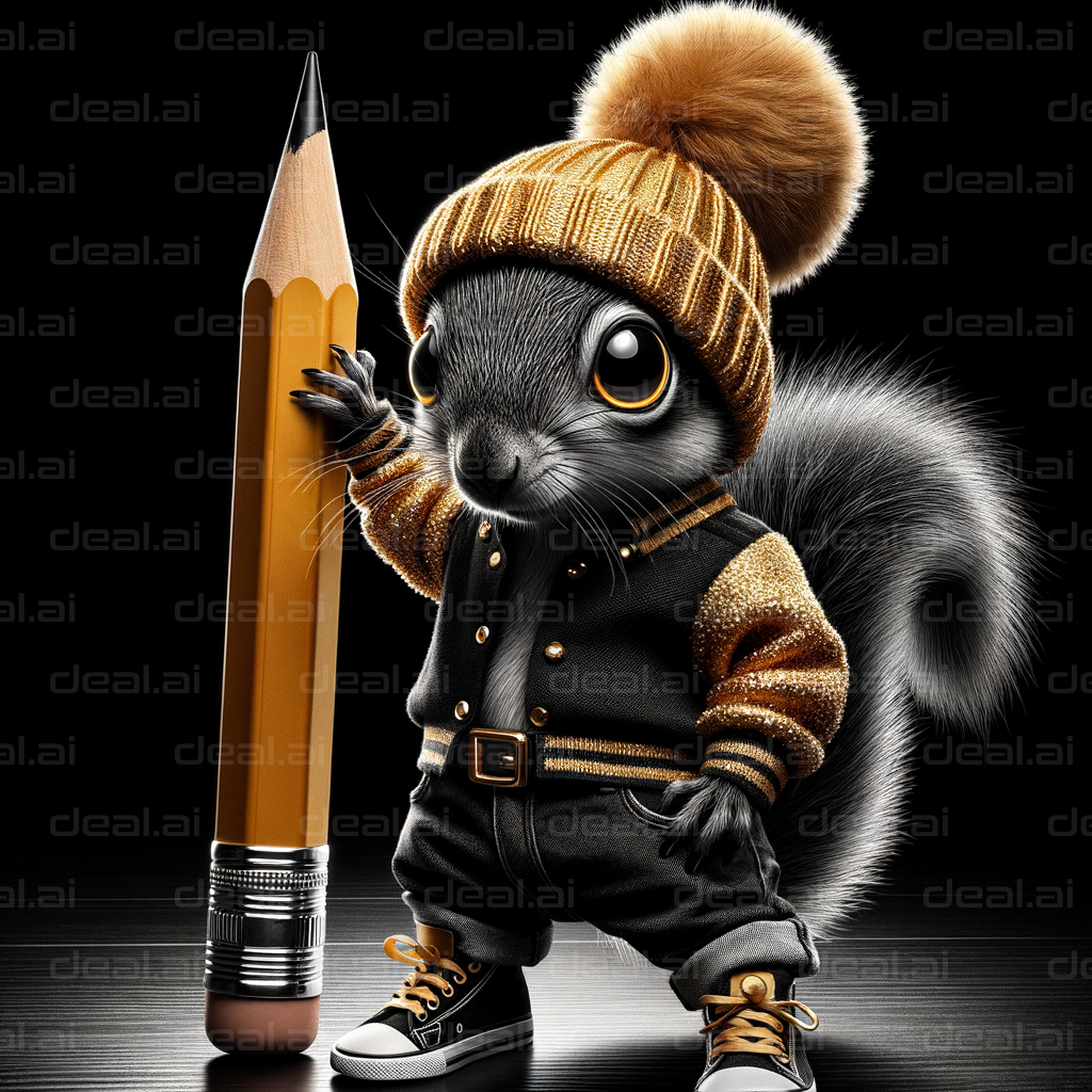 Squirrel Rockstar with Pencil