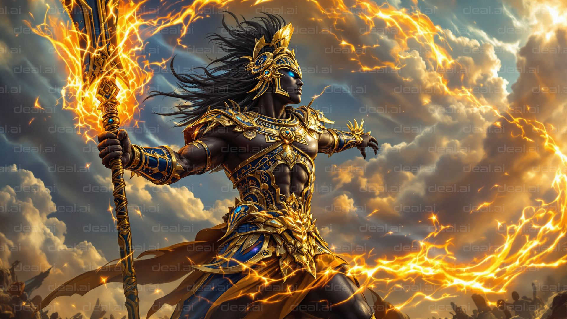 Warrior Amidst Lightning Storm