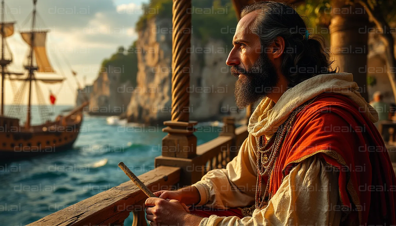 Explorer Gazing at Sea Horizon