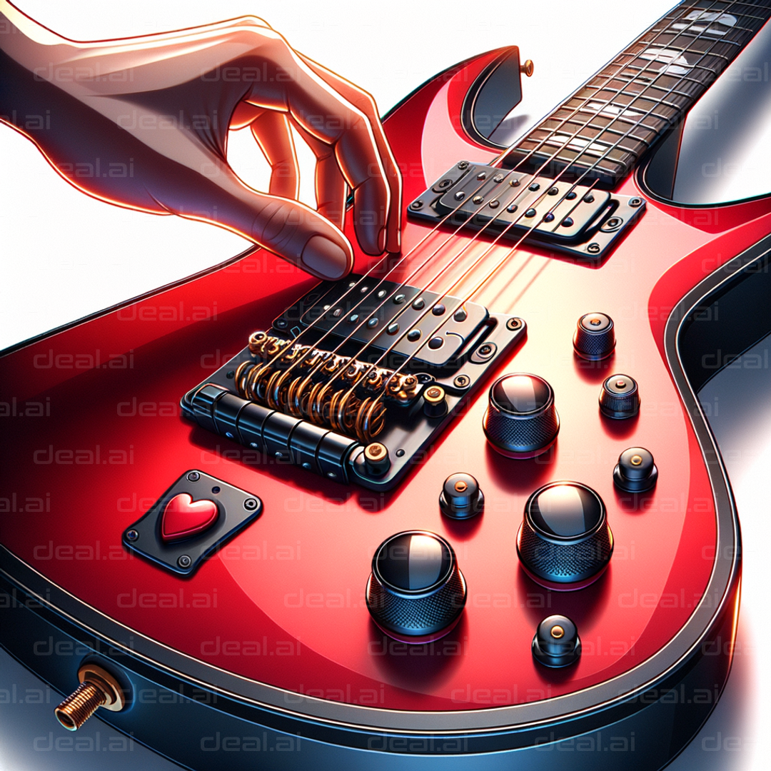 Strumming a Red Electric Guitar