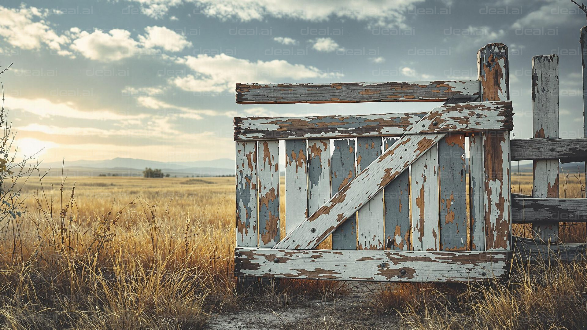 Rustic Gate in a Golden Field