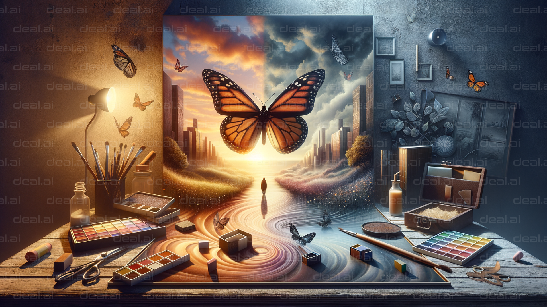 "Artistic Transformation: Butterfly Canvas"