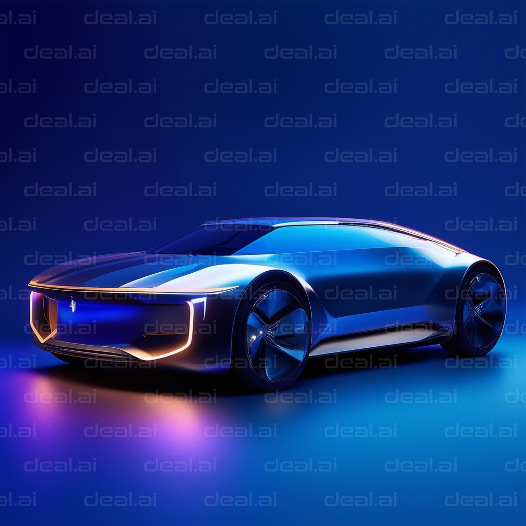 "Sleek Blue Electric Concept Car"