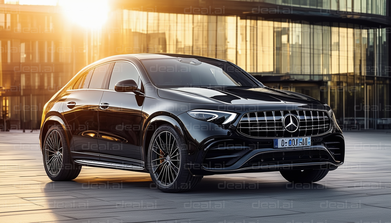 Sleek Black Mercedes in Sunset Light