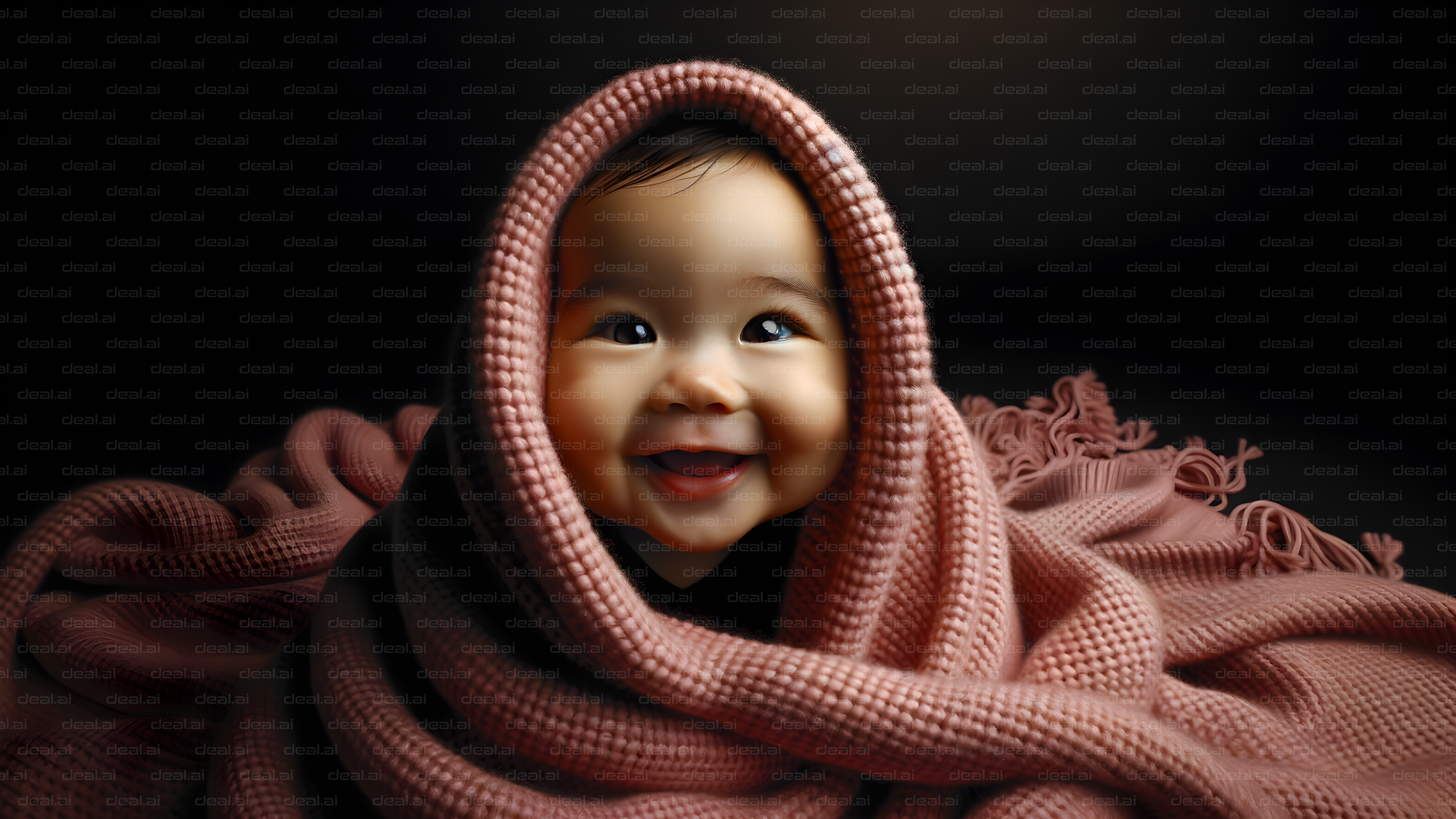 Cozy Baby Smiles in Pink Blanket