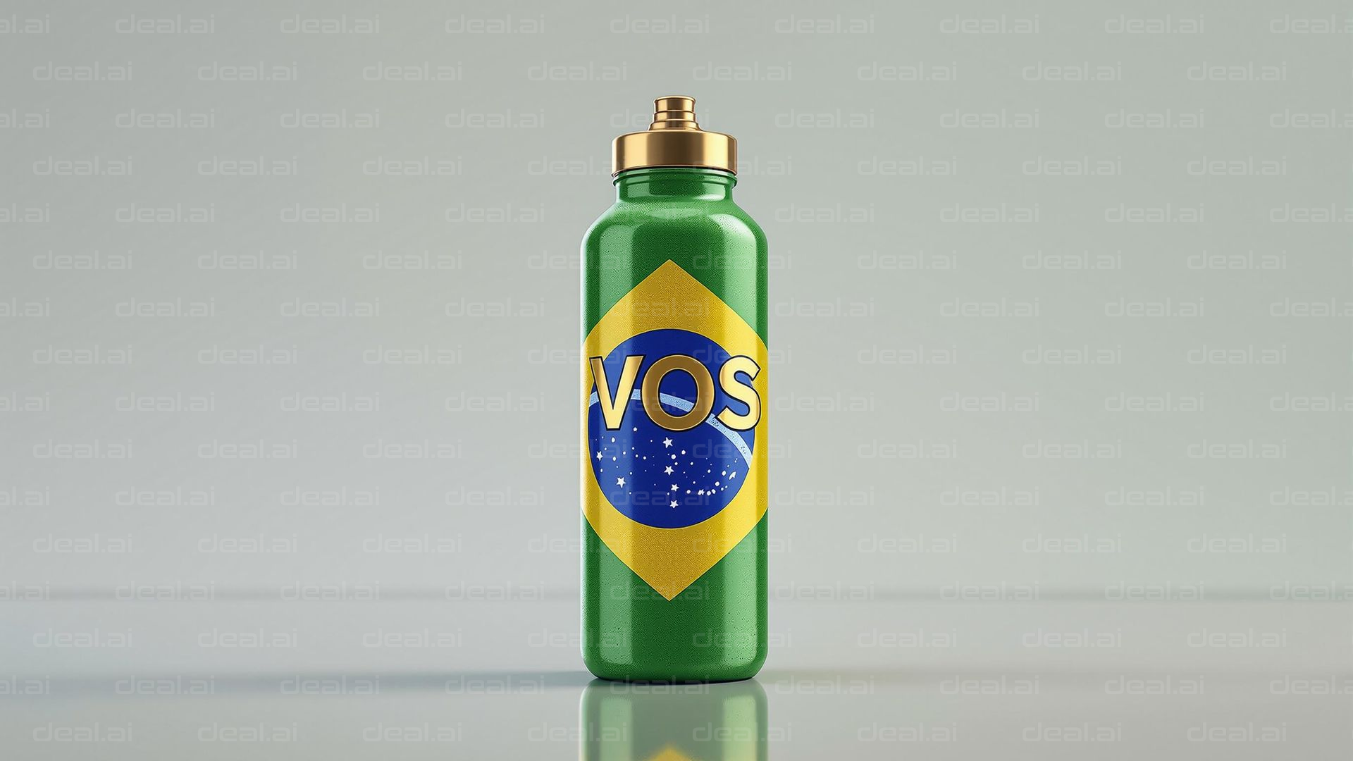 Green Bottle with Brazilian Flag Design
