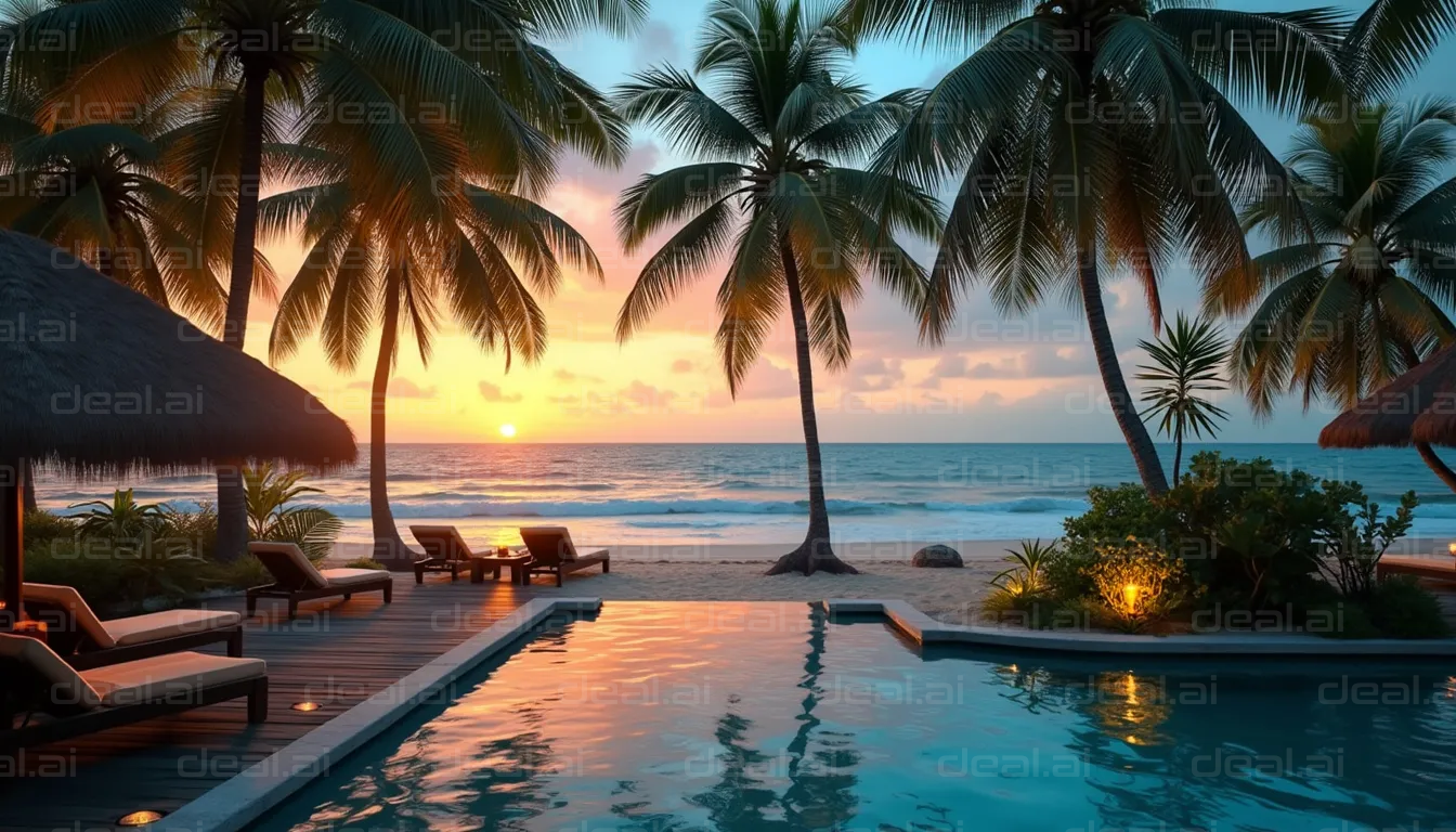 "Tranquil Beachfront Sunset Scene"
