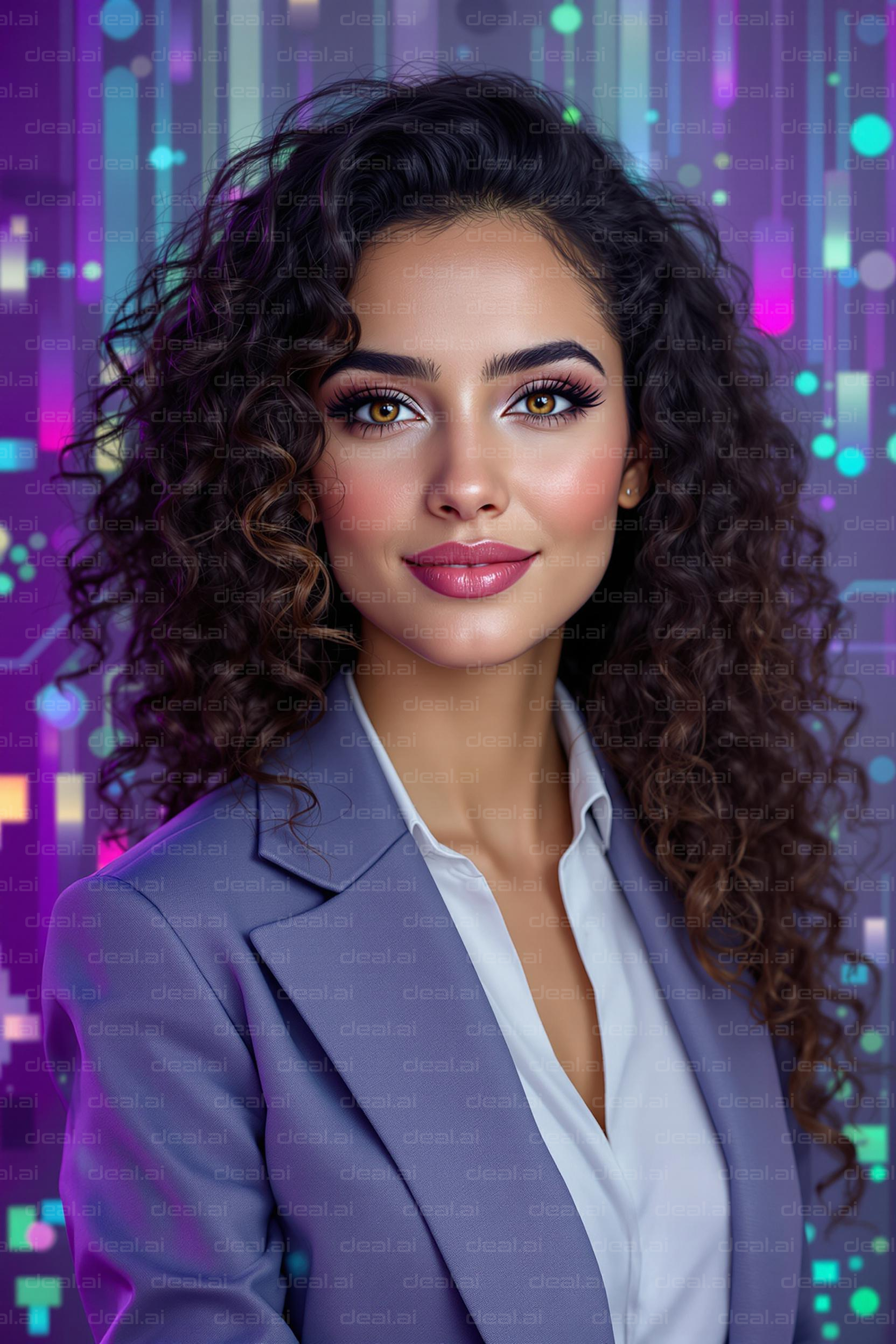 Confident Woman in Futuristic Setting